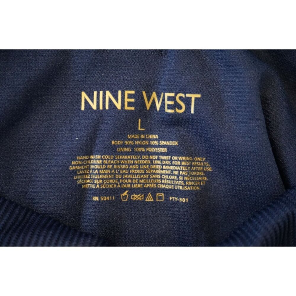 Nine West Blue Ribbed Twist Front One-Piece Swimsuit - Size L, NWT - Picture 5 of 9